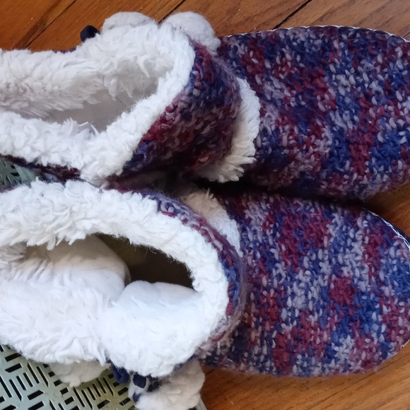 Women's booty slippers navy cream burgundy Medium - Picture 3 of 6